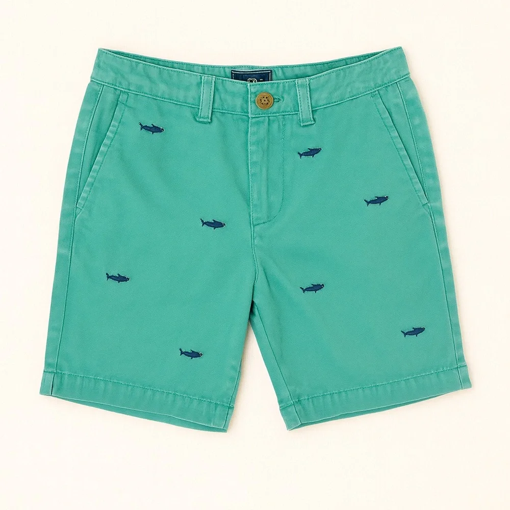Vineyard Vines Kids Teal Shark Embroidered Shorts Size 7 POPULAR ITEM